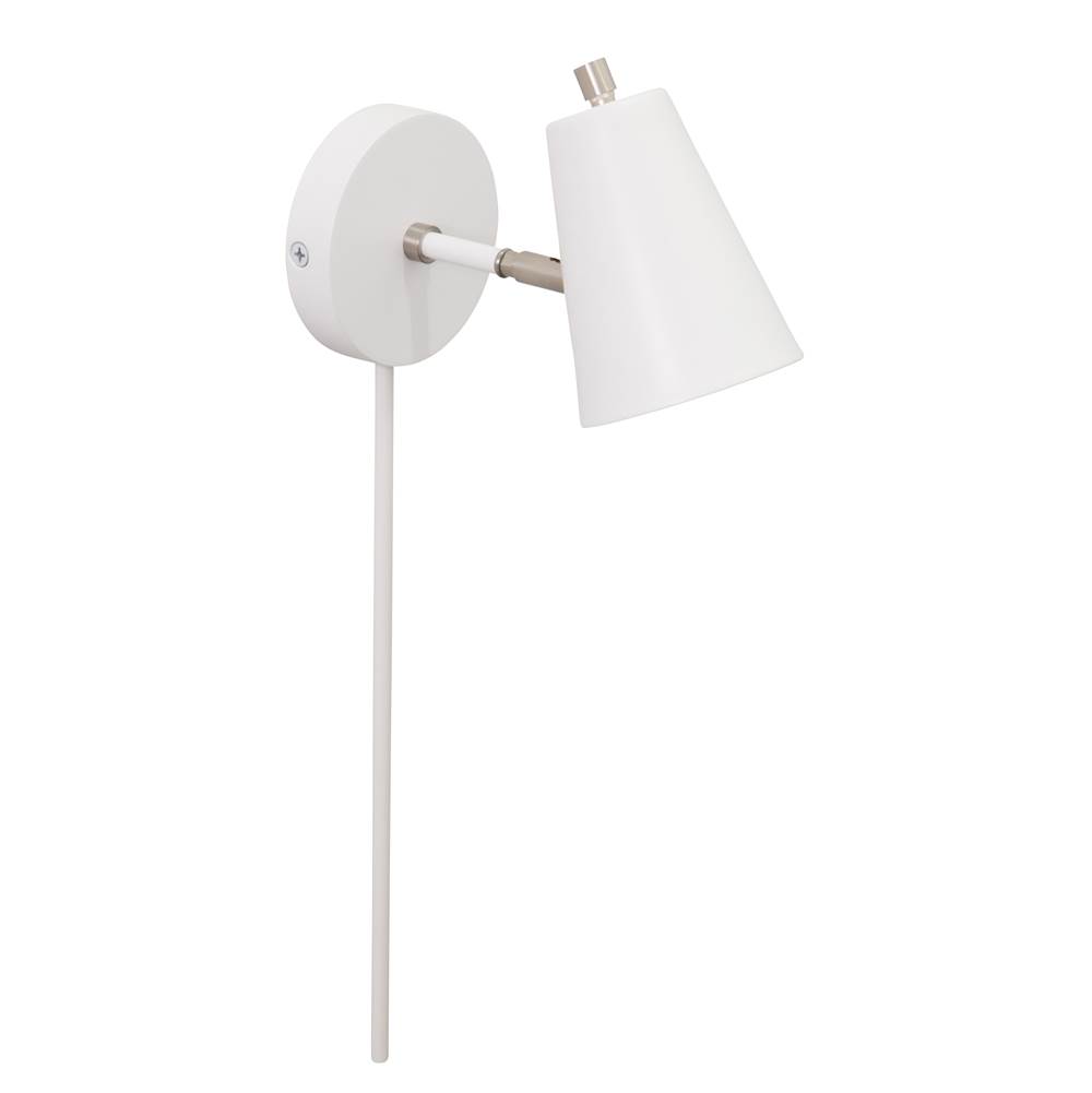 House Of Troy Kirby LED wall lamp in white with satin nickel accents