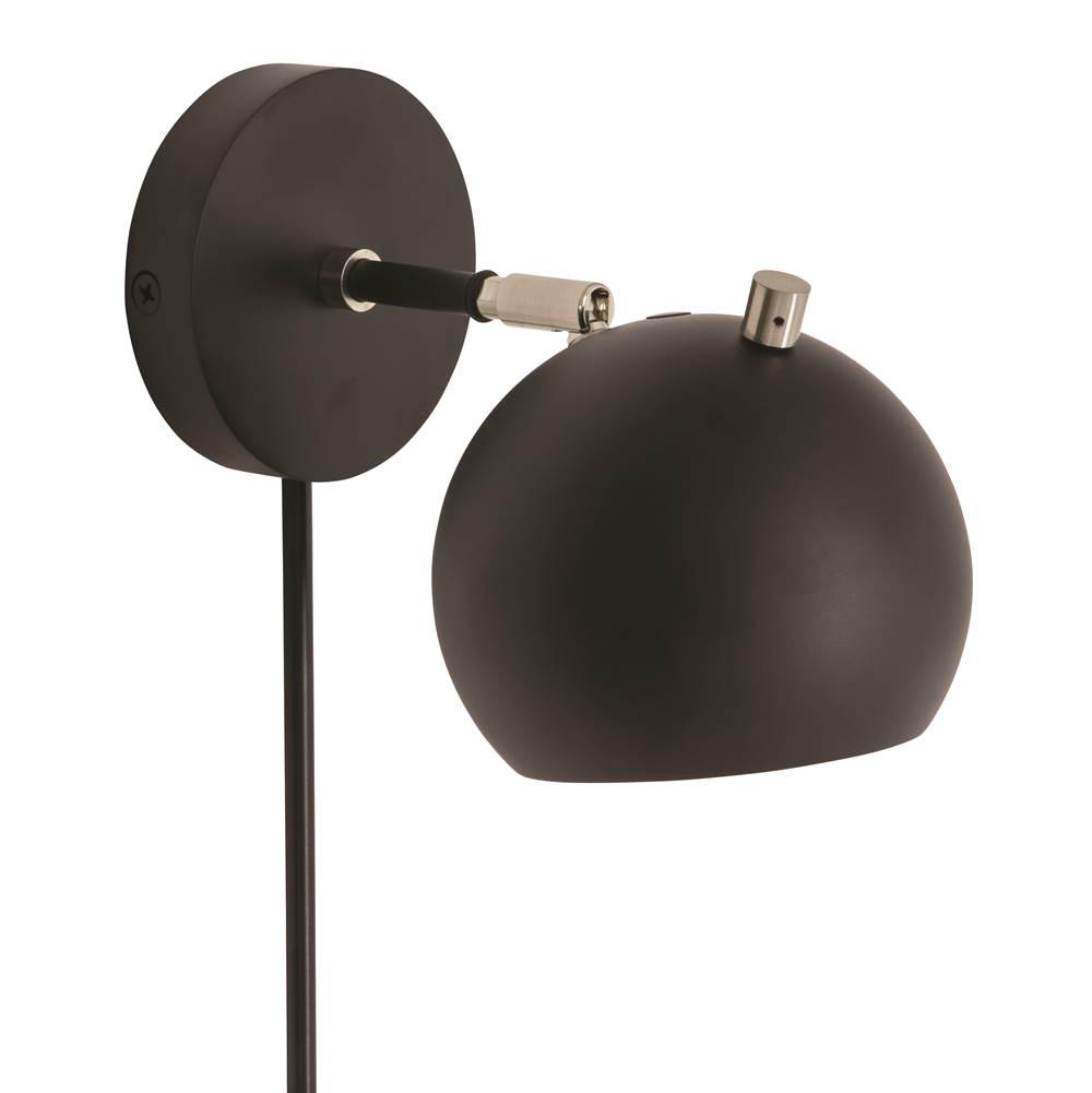 House Of Troy Orwell LED Wall Lamp in Black with Satin Nickel Accents