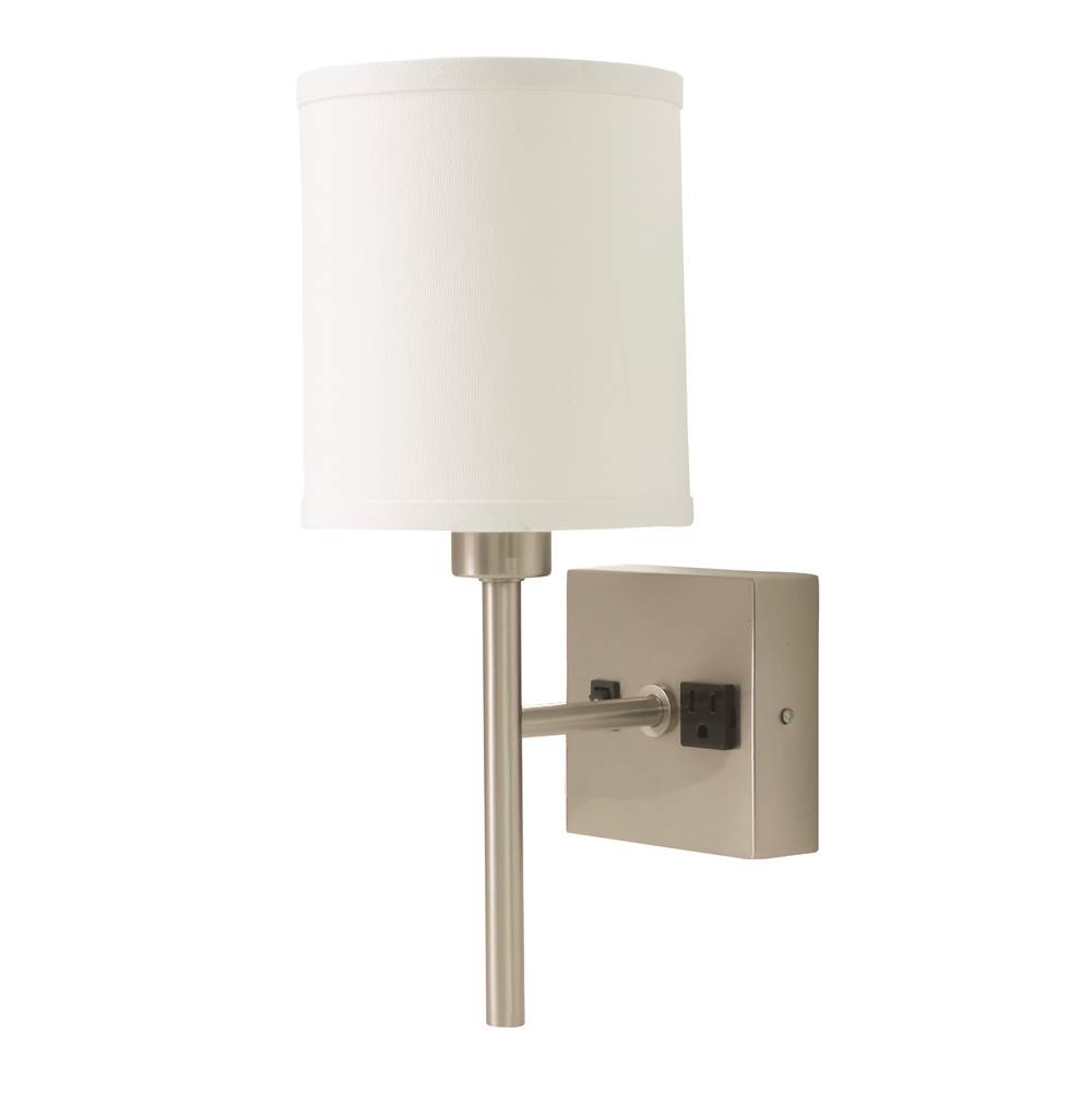 House Of Troy Wall Lamp in Satin Nickel with Convenience Outlet