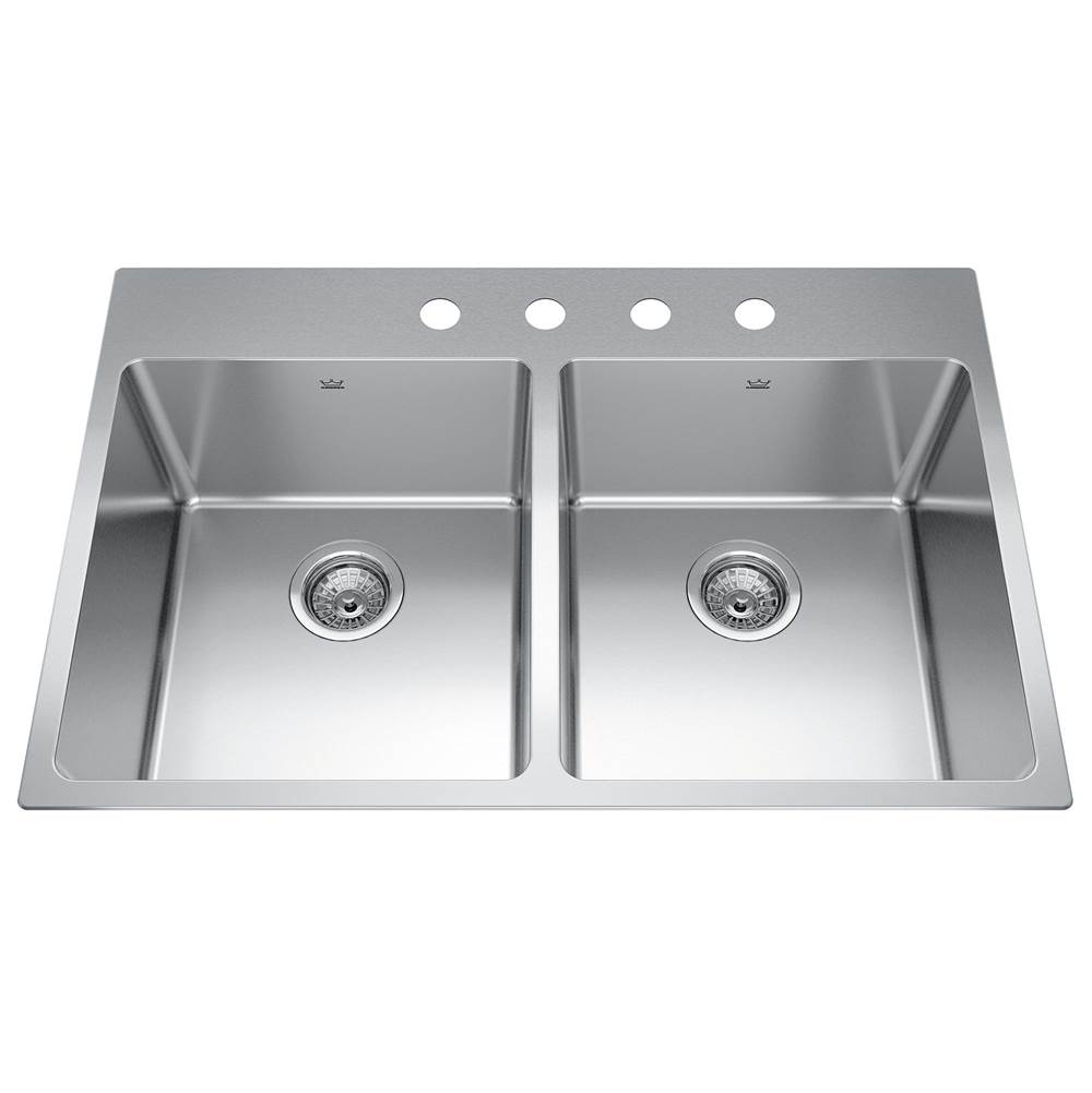 Kindred Canada Brookmore 32.9-in LR x 22.1-in FB Drop in Double Bowl Stainless Steel Kitchen Sink