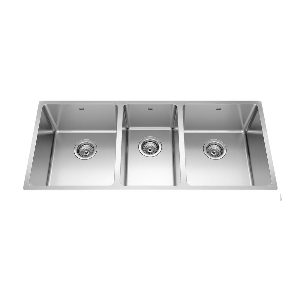 Kindred Canada Brookmore 41.5-in LR x 16.6-in FB Undermount Triple Bowl Stainless Steel Kitchen Sink