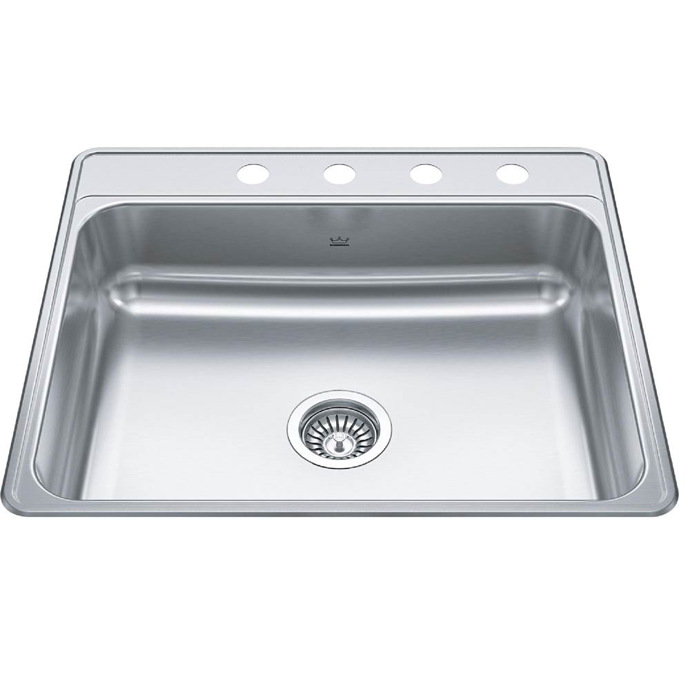 Kindred Canada Creemore 25-in LR x 22-in FB Drop In Single Bowl 4-Hole Stainless Steel Kitchen Sink