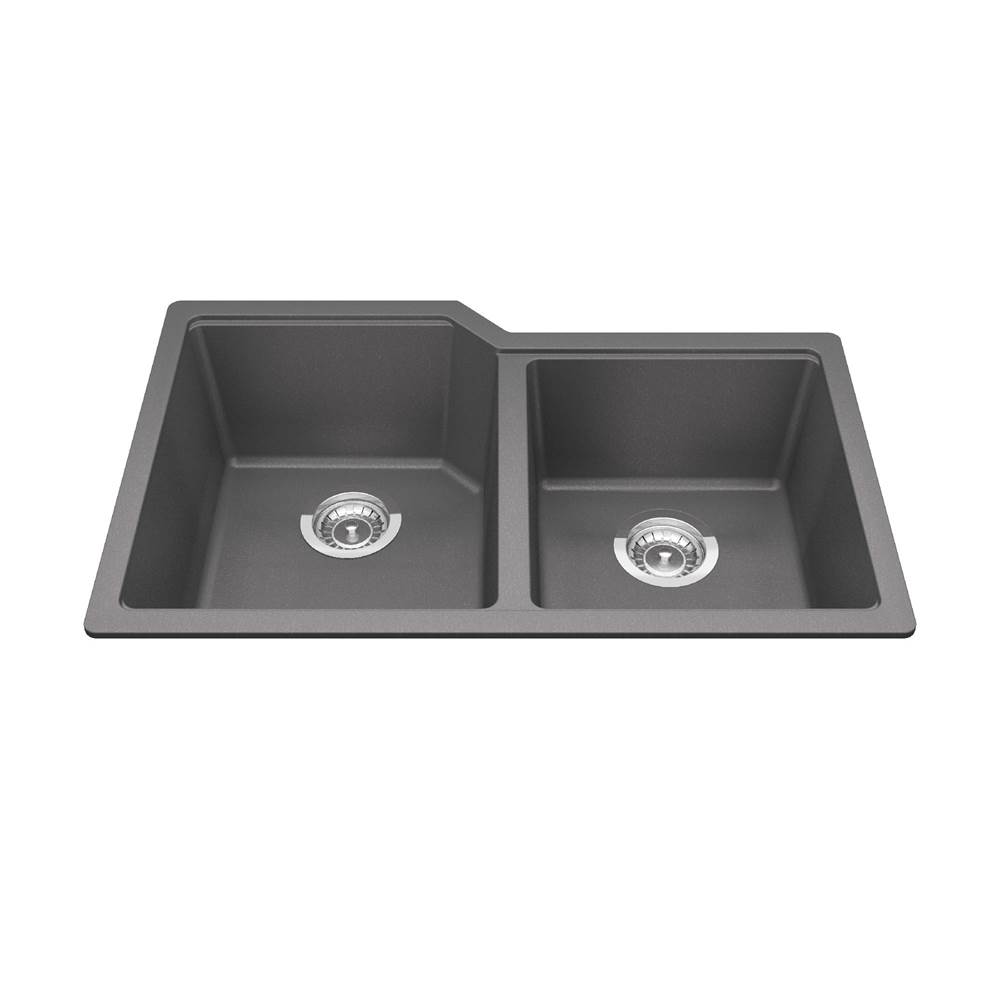 Kindred Canada Granite Series 30.69-in LR x 19.69-in FB Undermount Double Bowl Granite Kitchen Sink in Stone Grey