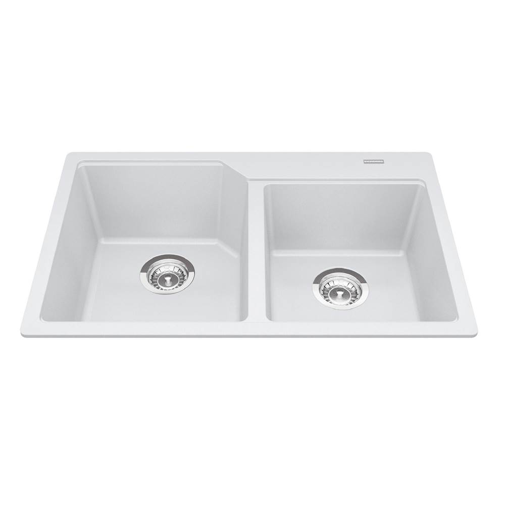 Kindred Canada Granite Series 30.69-in LR x 19.69-in FB Drop In Double Bowl Granite Kitchen Sink in Polar White