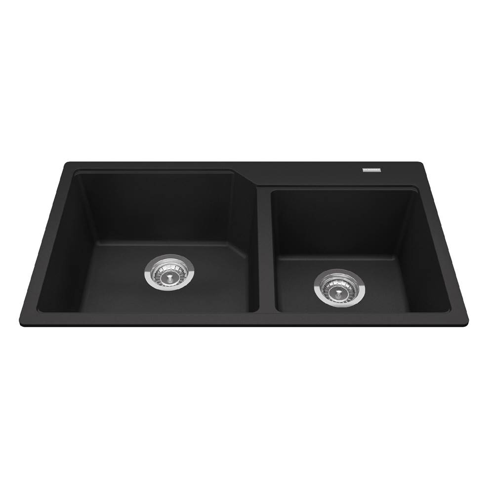 Kindred Canada Granite Series 33.88-in LR x 19.69-in FB Drop In Double Bowl Granite Kitchen Sink in Matte Black