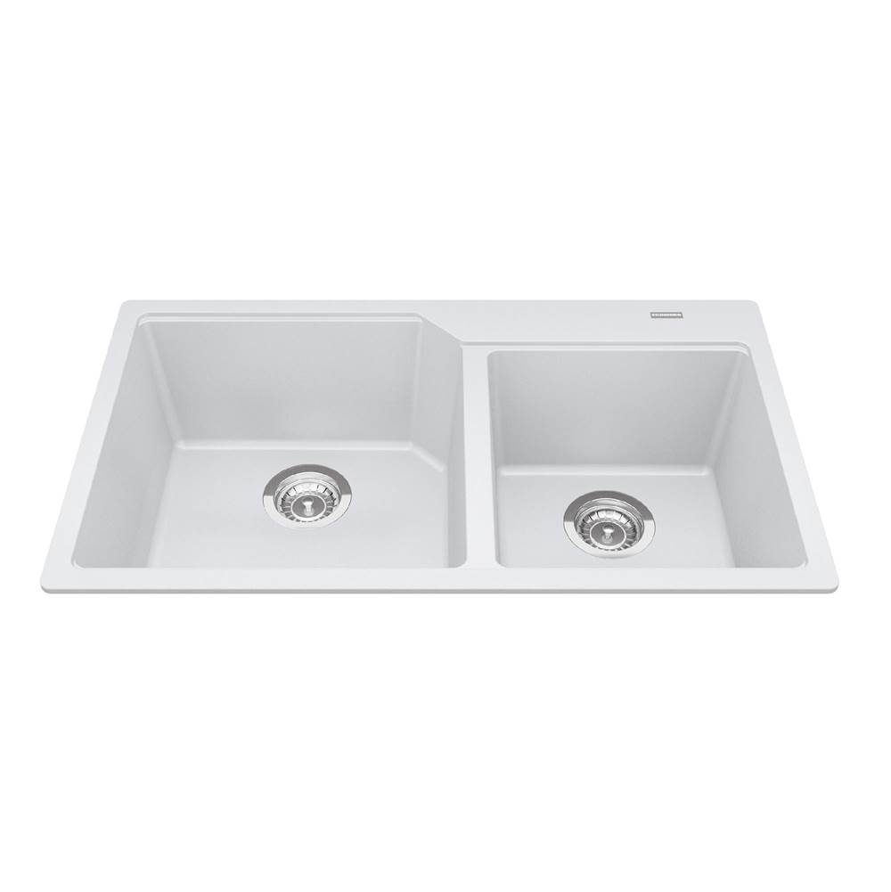 Kindred Canada Granite Series 33.88-in LR x 19.69-in FB Drop In Double Bowl Granite Kitchen Sink in Polar White