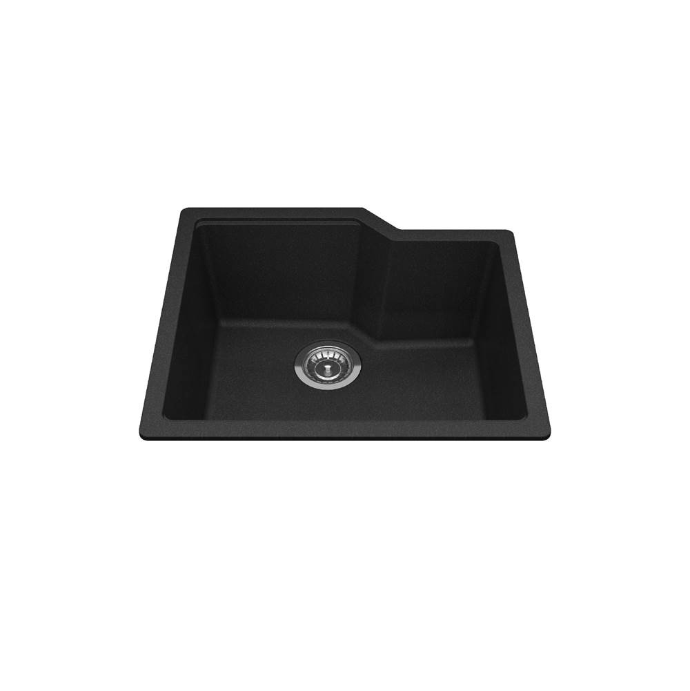 Kindred Canada Granite Series 22.06-in LR x 19.69-in FB Undermount Single Bowl Granite Kitchen Sink in Onyx
