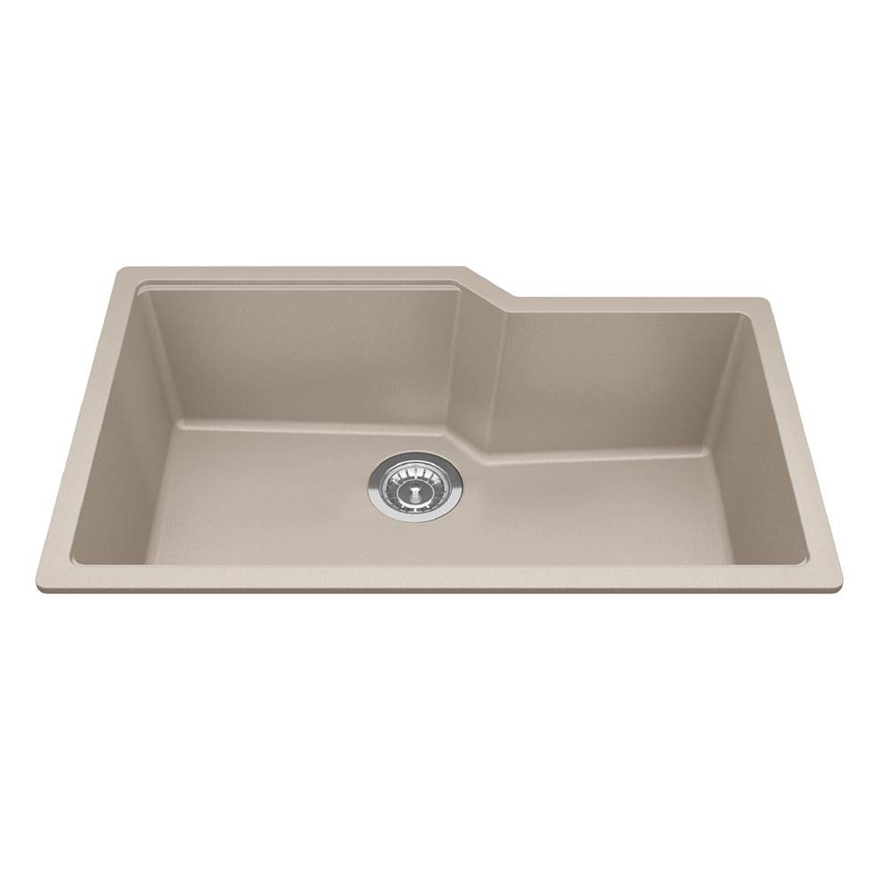 Kindred Canada Granite Series 30.69-in LR x 19.69-in FB Undermount Single Bowl Granite Kitchen Sink in Champagne