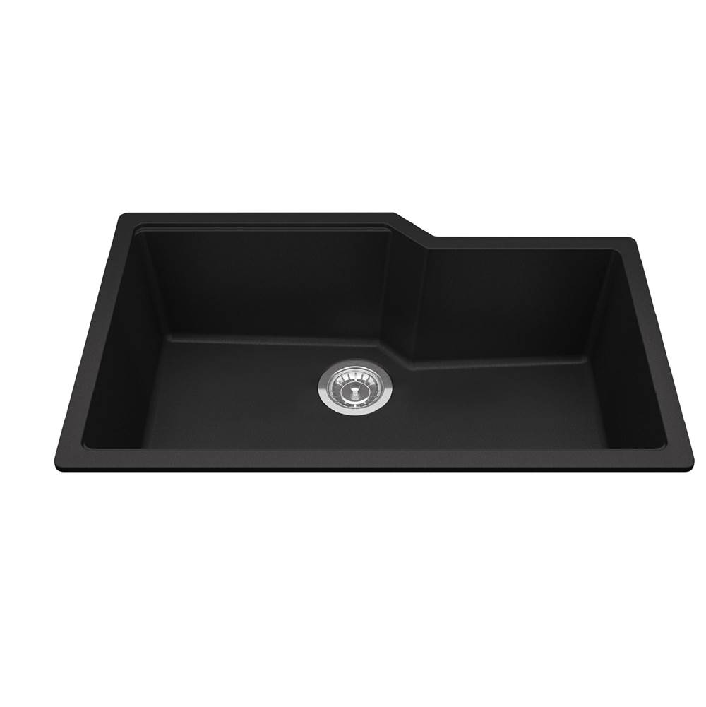 Kindred Canada Granite Series 30.69-in LR x 19.69-in FB Undermount Single Bowl Granite Kitchen Sink in Matte Black