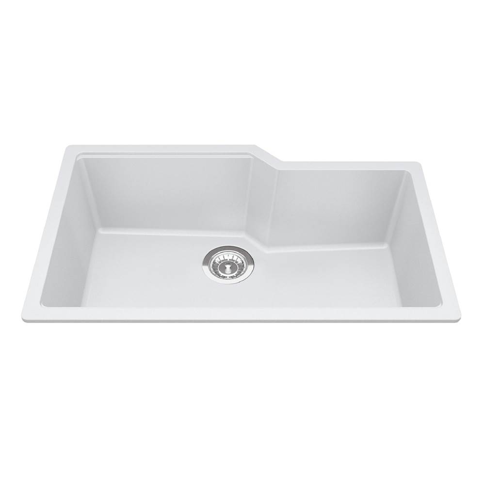 Kindred Canada Granite Series 30.69-in LR x 19.69-in FB Undermount Single Bowl Granite Kitchen Sink in Polar White