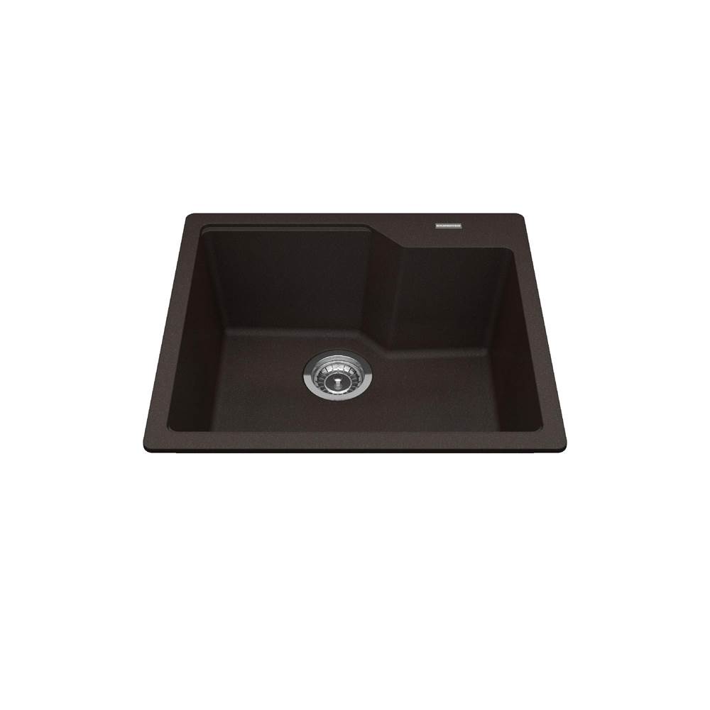 Kindred Canada Granite Series 22.06-in LR x 19.69-in FB Drop In Single Bowl Granite Kitchen Sink in Mocha