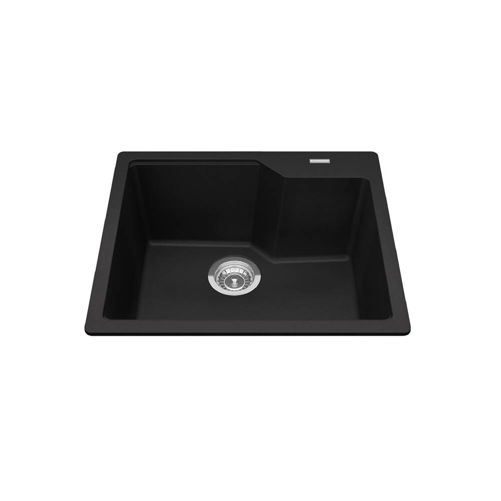 Kindred Canada Granite Series 22.06-in LR x 19.69-in FB Drop In Single Bowl Granite Kitchen Sink in Matte Black