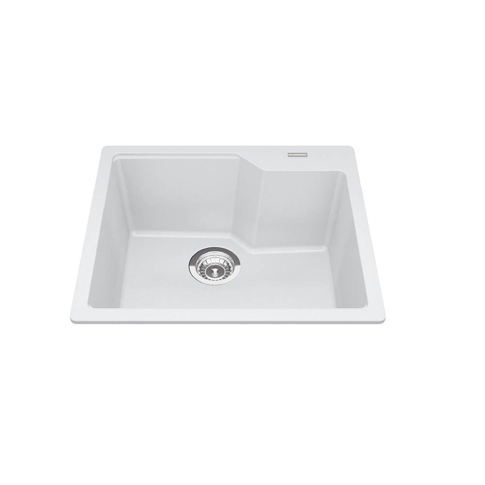 Kindred Canada Granite Series 22.06-in LR x 19.69-in FB Drop In Single Bowl Granite Kitchen Sink in Polar White in Polar White