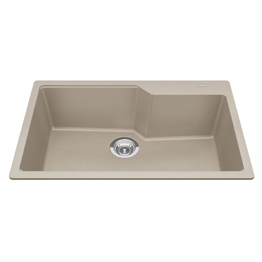 Kindred Canada Granite Series 30.7-in LR x 19.69-in FB Drop In Single Bowl Granite Kitchen Sink in Champagne