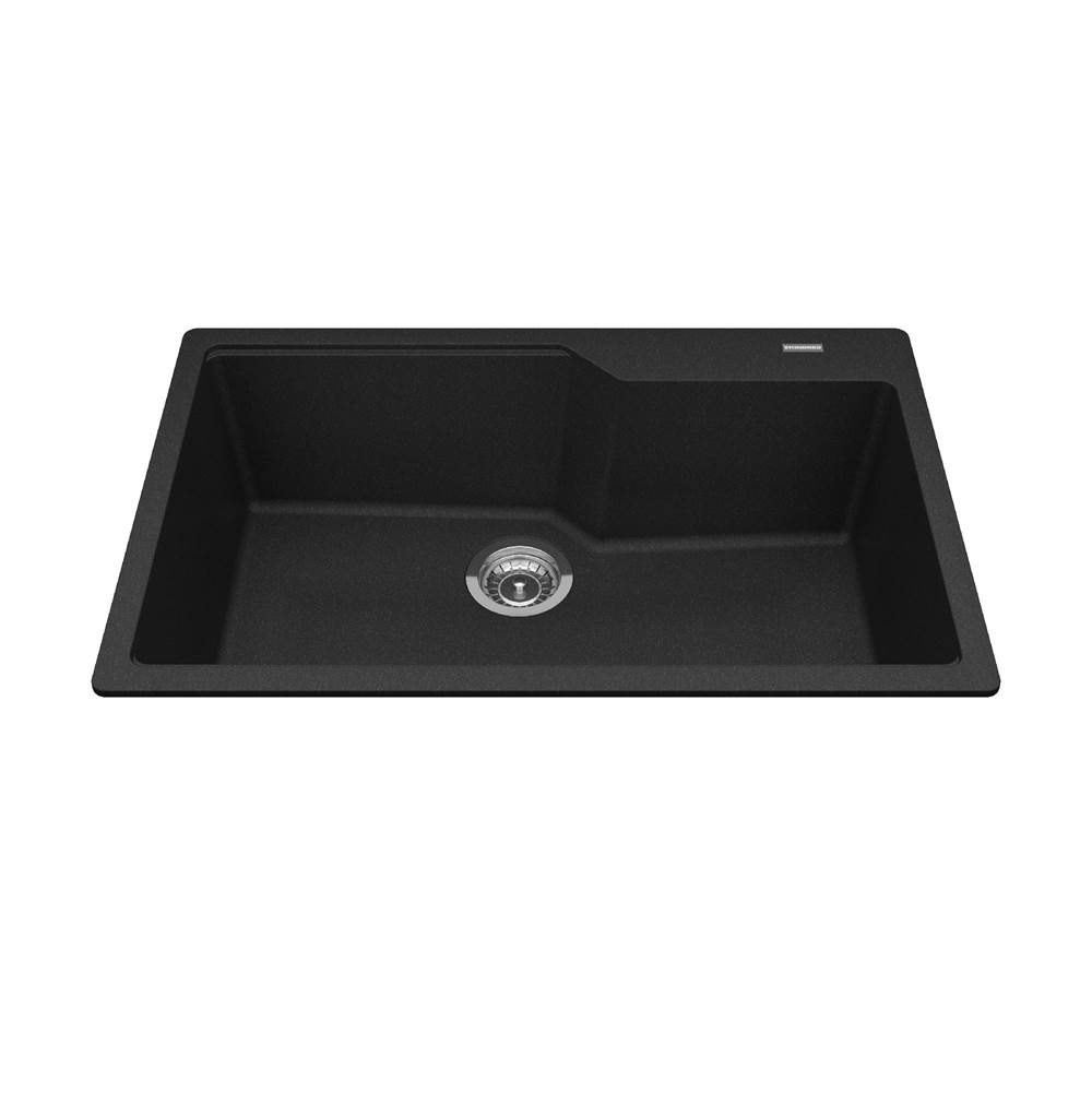 Kindred Canada Granite Series 30.7-in LR x 19.69-in FB Drop In Single Bowl Granite Kitchen Sink in Onyx
