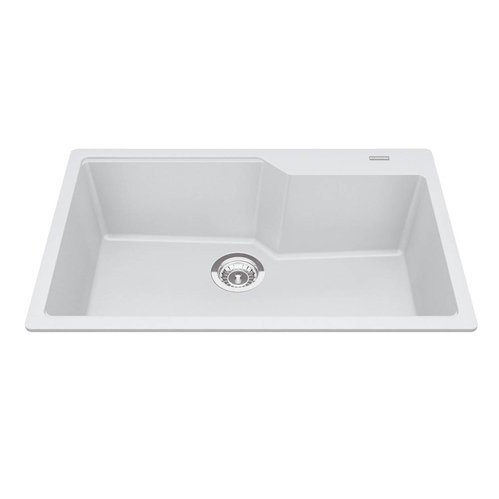 Kindred Canada Granite Series 30.7-in LR x 19.69-in FB Drop In Single Bowl Granite Kitchen Sink in Polar White