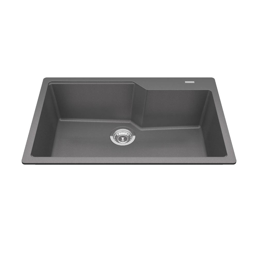 Kindred Canada Granite Series 30.7-in LR x 19.69-in FB Drop In Single Bowl Granite Kitchen Sink in Stone Grey