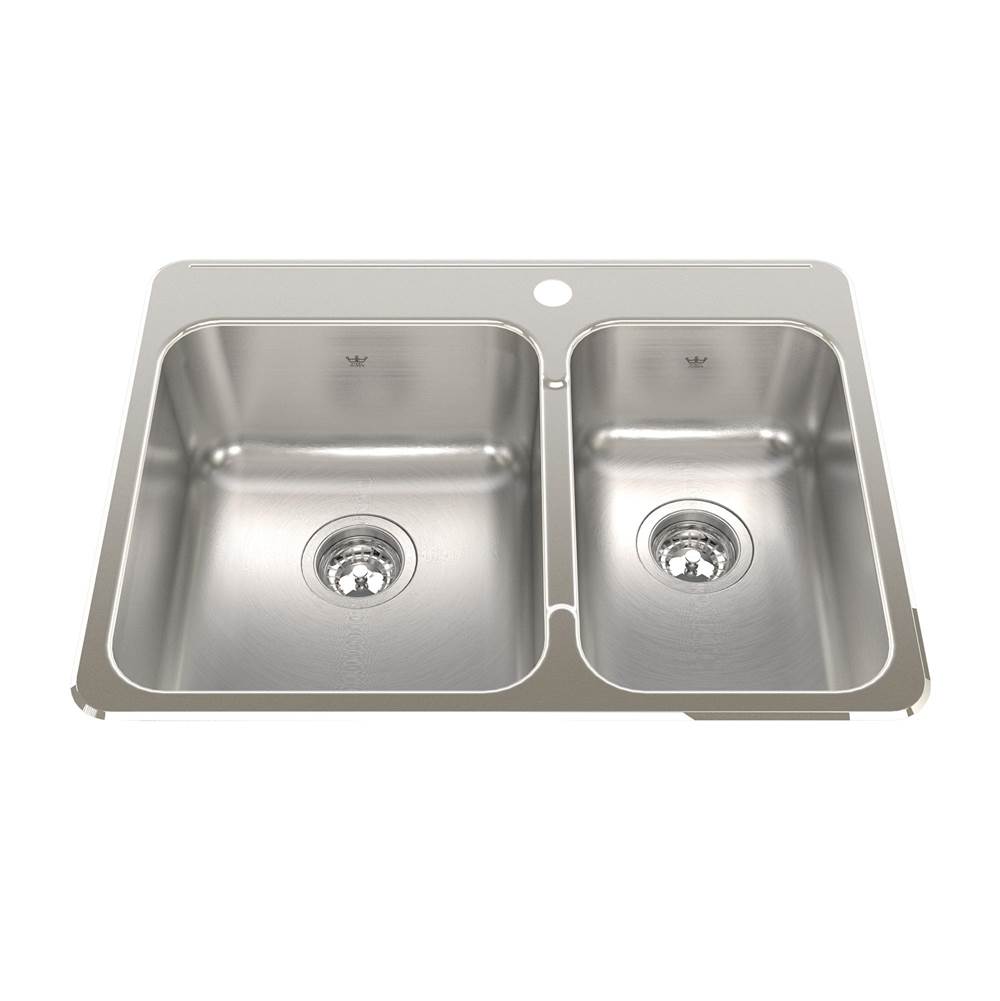 Kindred Canada Steel Queen 27.25-in LR x 20.56-in FB Drop In Double Bowl 1-Hole Stainless Steel Kitchen Sink