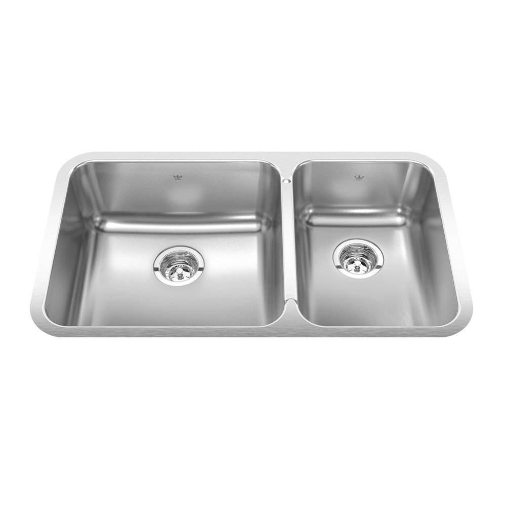 Kindred Canada Steel Queen 32.88-in LR x 18.75-in FB Undermount Double Bowl Stainless Steel Kitchen Sink
