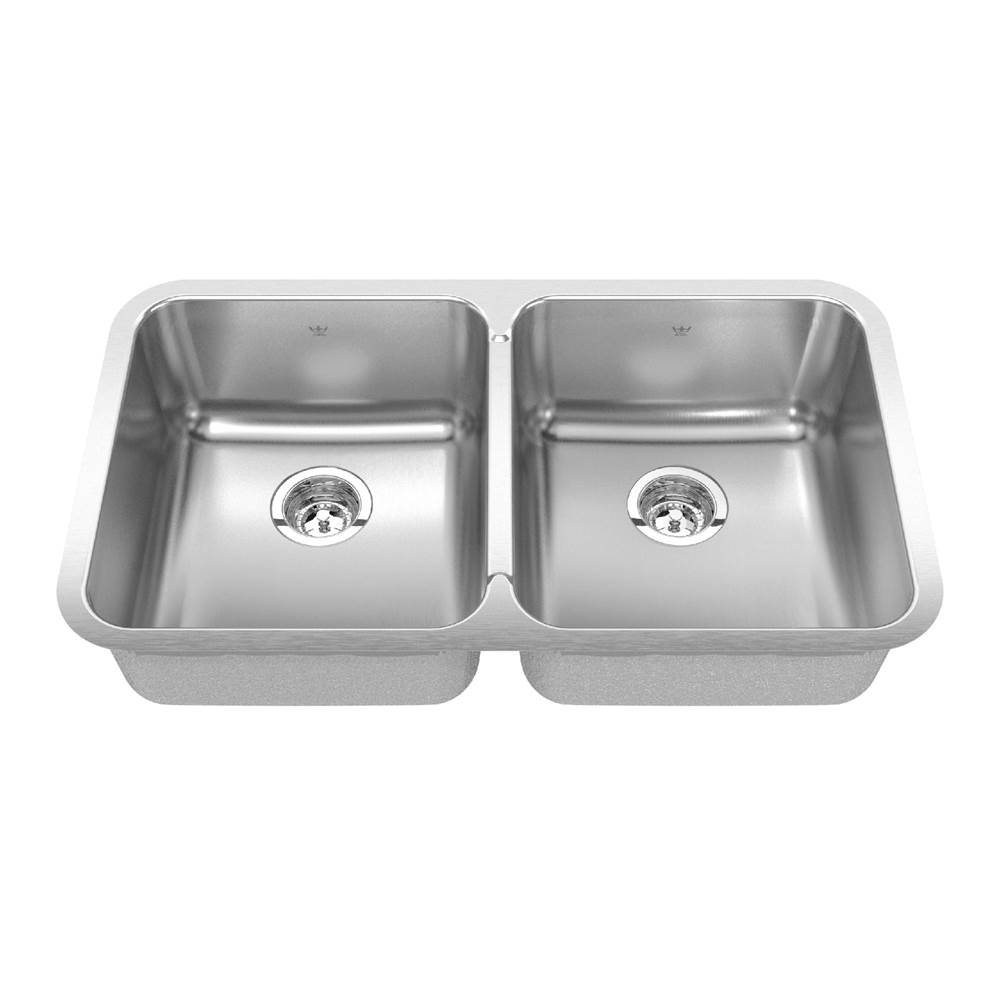 Kindred Canada Steel Queen 30.88-in LR x 17.75-in FB Undermount Double Bowl Stainless Steel Kitchen Sink