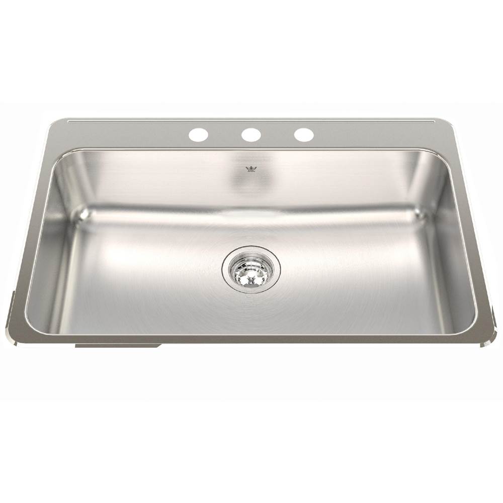 Kindred Canada Steel Queen 31.25-in LR x 20.5-in FB Drop In Single Bowl 3-Hole Stainless Steel Kitchen Sink