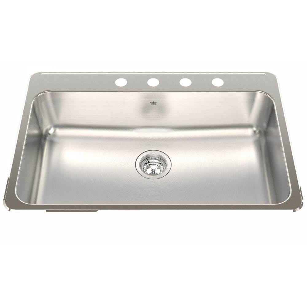 Kindred Canada Steel Queen 31.25-in LR x 20.5-in FB Drop In Single Bowl 4-Hole Stainless Steel Kitchen Sink