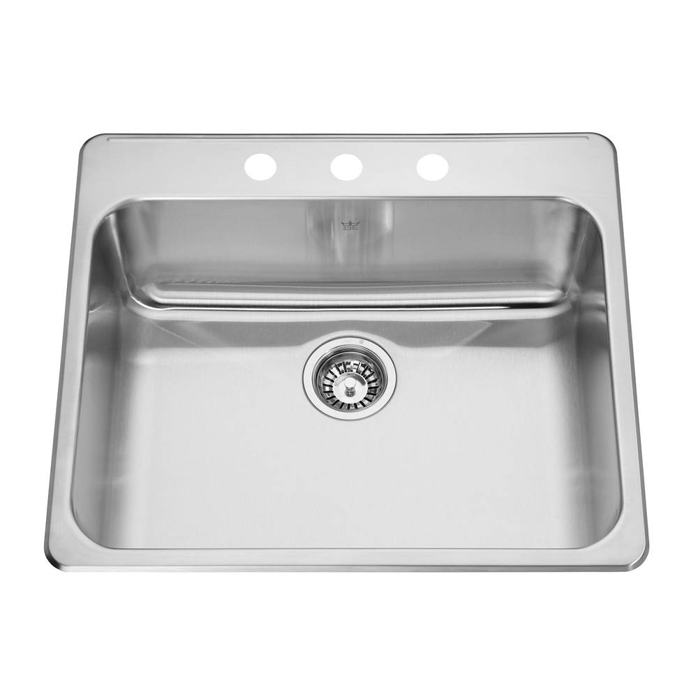 Kindred Canada Steel Queen 25.25-in LR x 22-in FB Drop In Single Bowl 3-Hole Stainless Steel Kitchen Sink