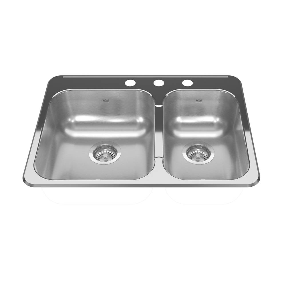 Kindred Canada Reginox 27.25-in LR x 20.56-in FB Drop In Double Bowl Stainless Steel Kitchen Sink