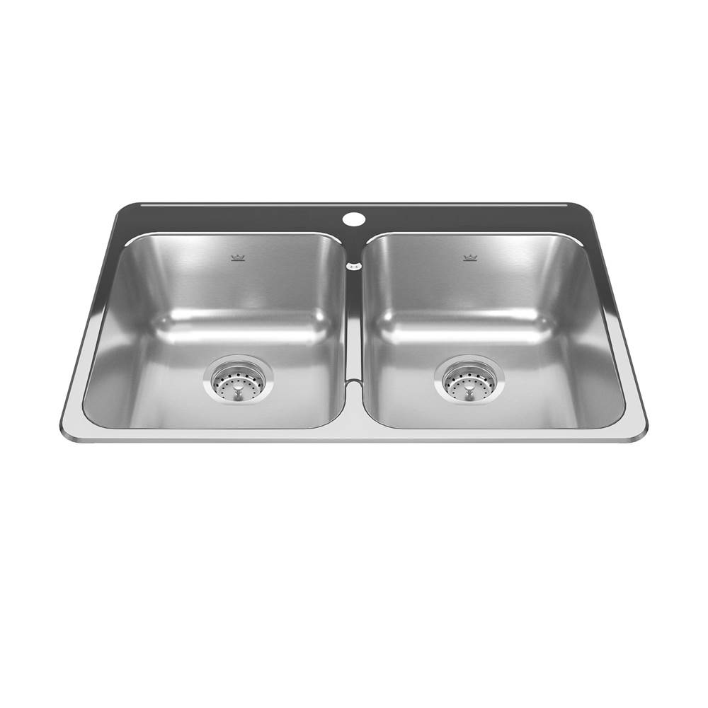 Kindred Canada Reginox 31.25-in LR x 20.5-in FB Drop In Double Bowl 1-Hole Stainless Steel Kitchen Sink
