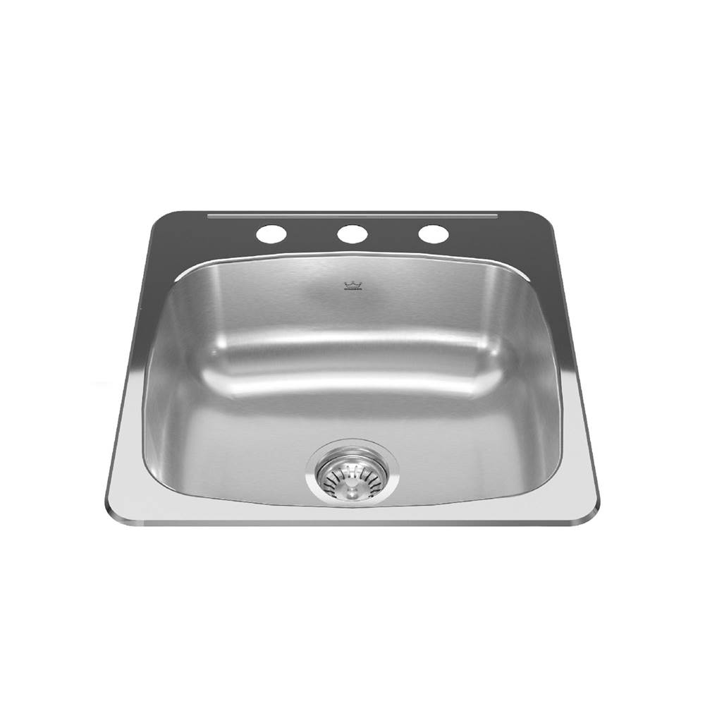 Kindred Canada Reginox 20.13-in LR x 20.56-in FB Drop In Single Bowl 3-Hole Stainless Steel Kitchen Sink