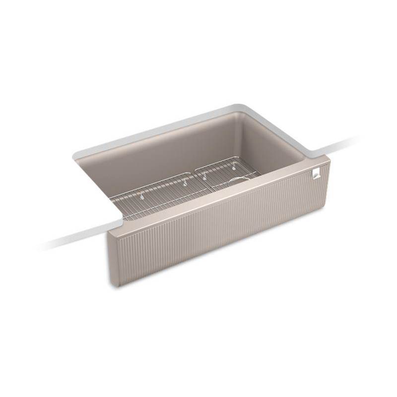 Kohler Cairn® 34'' undermount single-bowl farmhouse kitchen sink with fluted design
