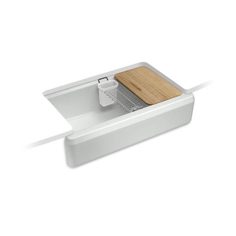 Kohler Riverby® 35-3/4'' undermount single-bowl farmhouse workstation kitchen sink