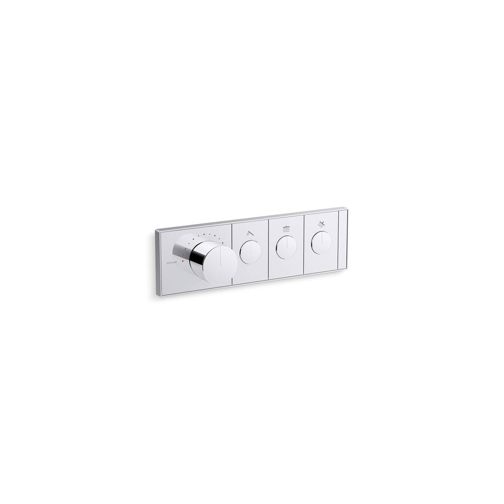 Kohler Anthem™ Three-outlet thermostatic valve control panel with recessed push-buttons
