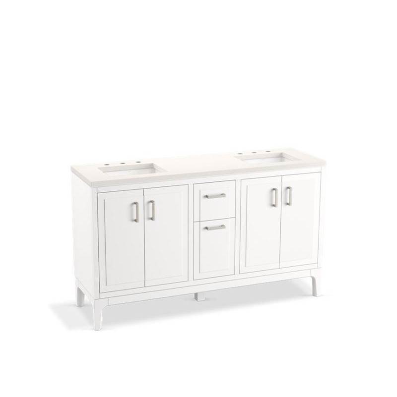 Kohler Seer® 60'' bathroom vanity cabinet with sinks and quartz top