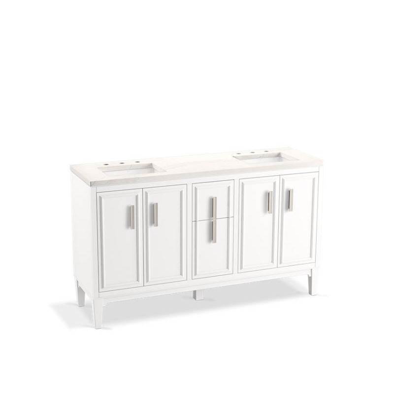 Kohler Southerk® 60'' bathroom vanity cabinet with sinks and quartz top