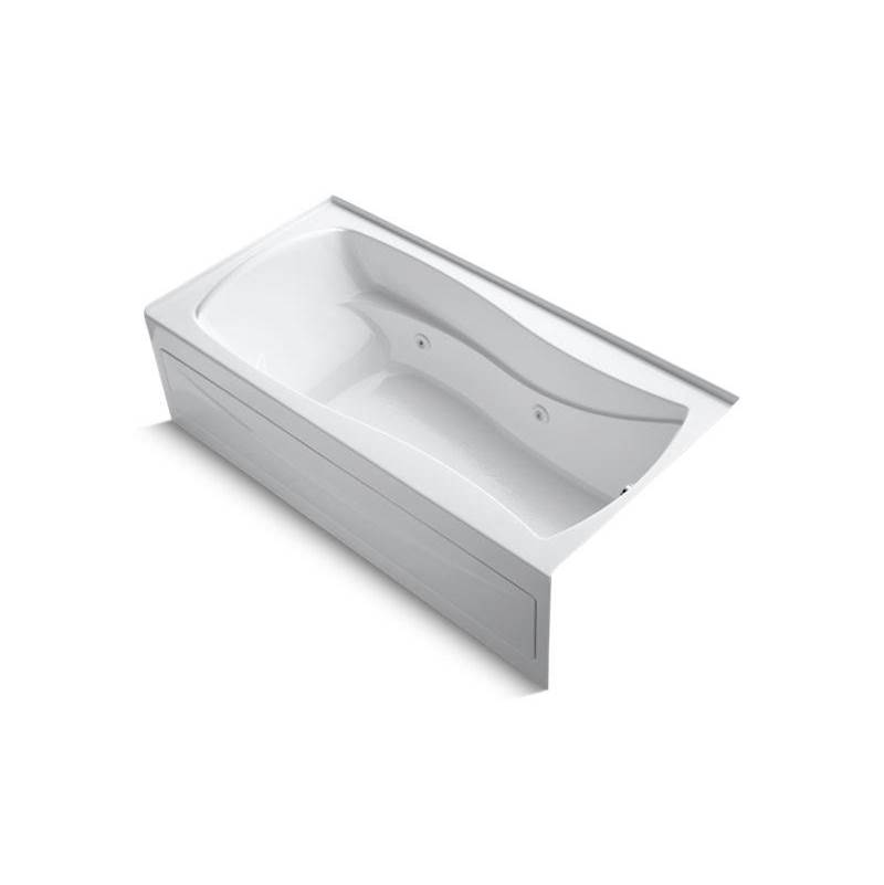 Kohler Mariposa® 72'' x 36'' alcove whirlpool bath with integral apron, integral flange, right-hand drain and heater