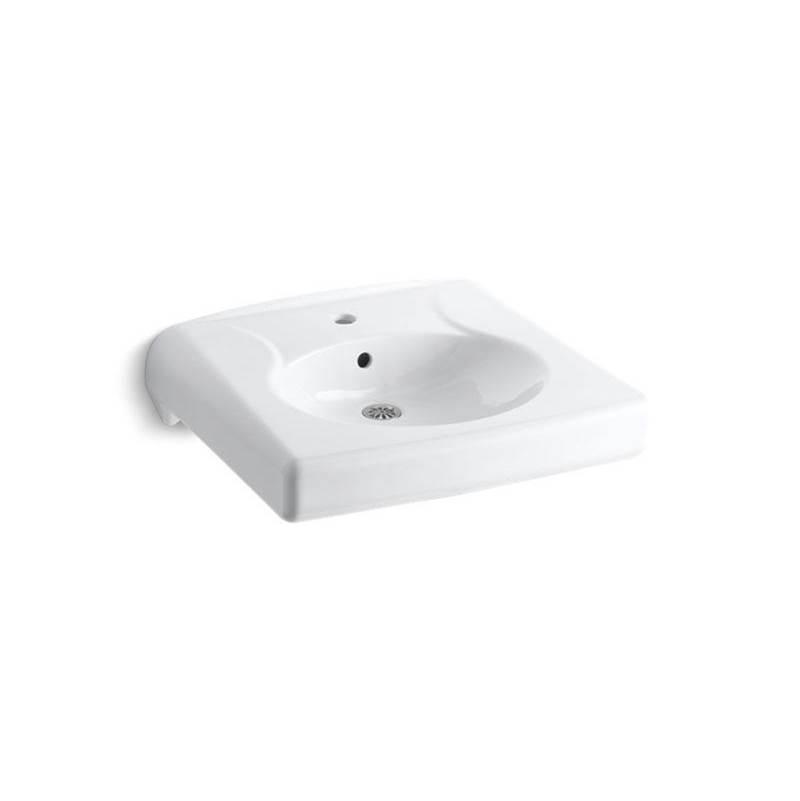 Kohler Brenham™ Wall-mount or concealed carrier arm mount commercial bathroom sink with single faucet hole, antimicrobial finish