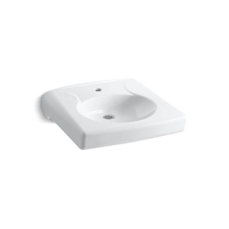 Kohler Brenham™ Wall-mount or concealed carrier arm mount commercial bathroom sink with single faucet hole and no overflow