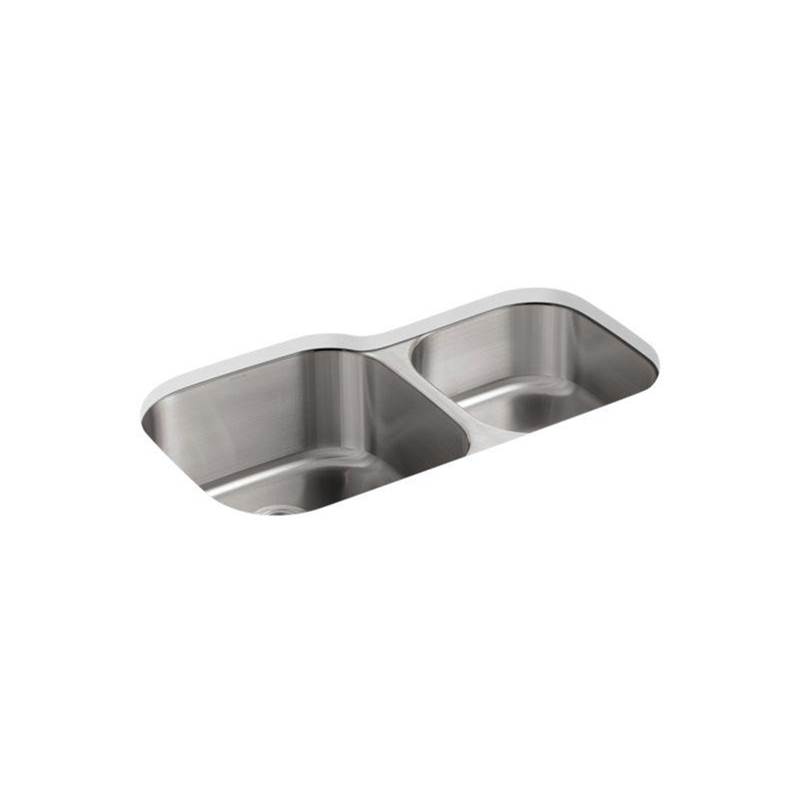 Kohler Undertone® 35-1/8'' x 20-1/8'' x 9-3/4'' undermount double-bowl extra large/medium kitchen sink