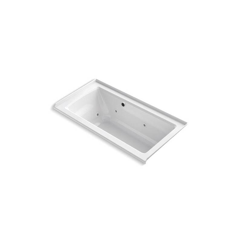Kohler Archer® 60'' x 30'' alcove whirlpool bath with Bask® heated surface, integral flange, and right-hand drain