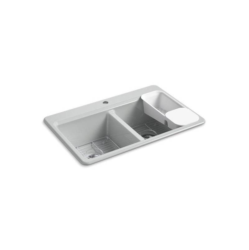 Kohler Riverby® 33'' top-mount double-bowl workstation kitchen sink