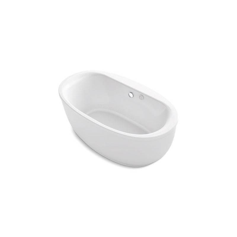 Kohler Sunstruck® 65-1/2'' x 35-1/2'' freestanding Heated BubbleMassage™ air bath with Bask® heated surface and fluted shroud