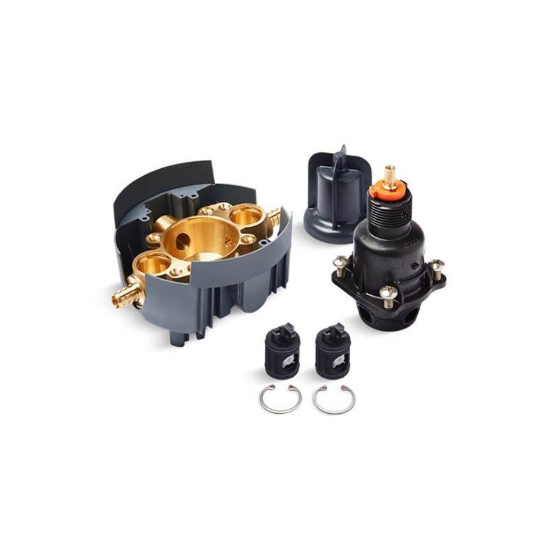 Kohler Rite-Temp® Valve body and pressure-balancing cartridge kit with service stops and PEX crimp connections, project pack