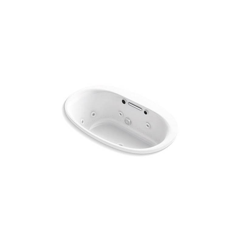 Kohler Underscore® 59-11/16'' x 35-5/8'' Heated BubbleMassage™ air bath with whirlpool, center drain