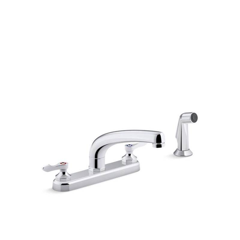 Kohler Triton® Bowe® 1.8 gpm kitchen sink faucet with 8-3/16'' swing spout, matching finish sidespray, aerated flow and lever handles