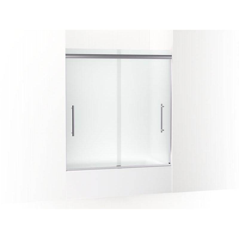 Kohler Pleat® Frameless sliding bath door, 63-9/16'' H x 54-5/8 - 59-5/8'' W, with 5/16'' thick Frosted glass