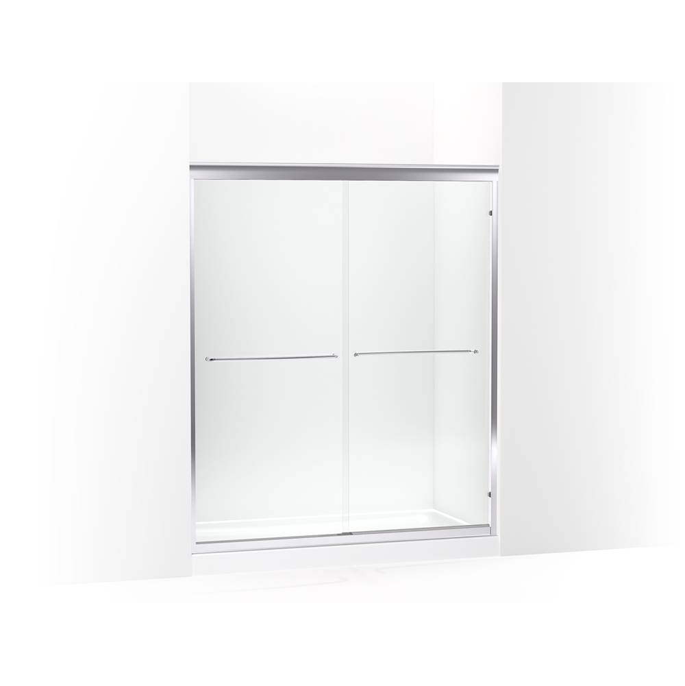 Kohler Fluence 54-5/8 - 59-5/8-in W X 70-9/32-in H Sliding Shower Door With 1/4-in Thick Falling Lines Glass