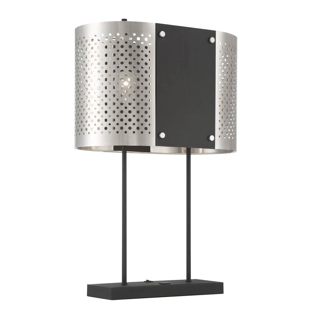 George Kovacs Noho By Robin Baron 2-Light Brushed Nickel and Sand Coal Table Lamp