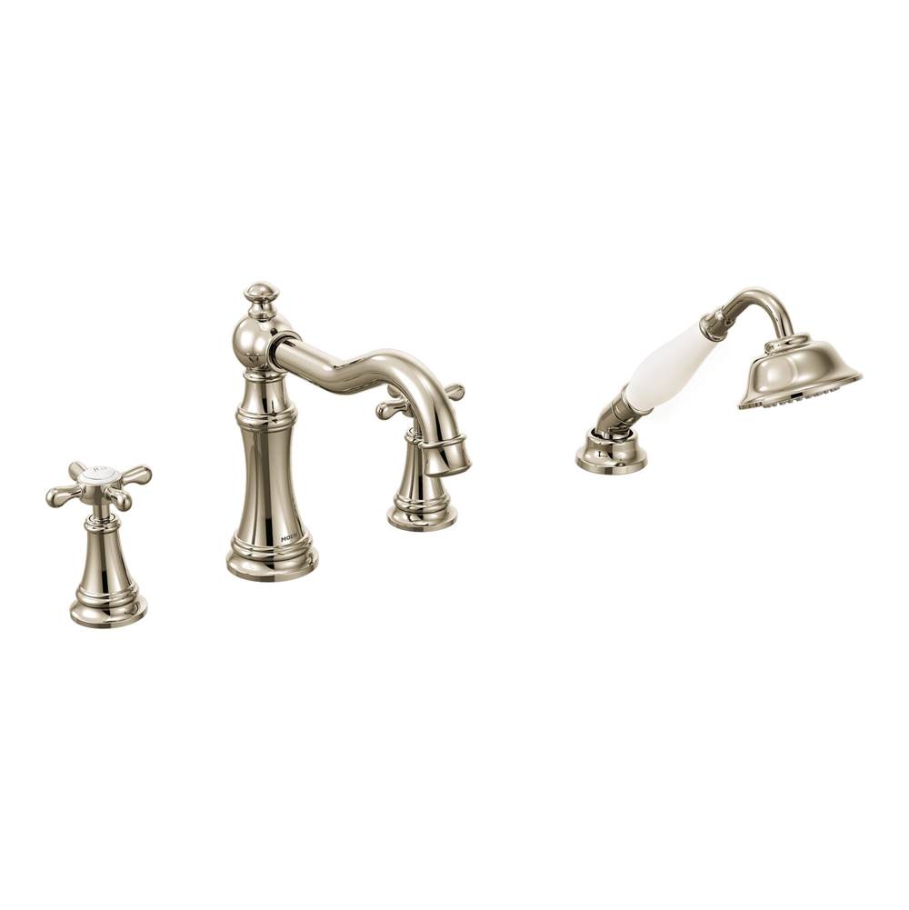 Moen Canada Weymouth Polished Nickel Two-Handle Diverter Roman Tub Faucet Includes Hand Shower