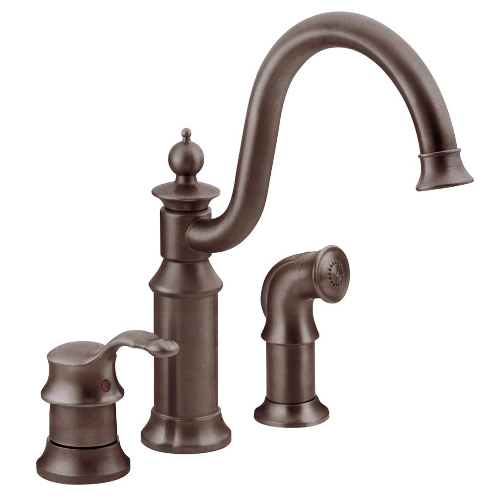 Moen Canada Waterhill High-Arc Single-Handle Standard Kitchen Faucet with Side Sprayer in Oil-Rubbed Bronze